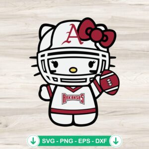 Hello Kitty Arkansas Razorbacks football svg file for cutting