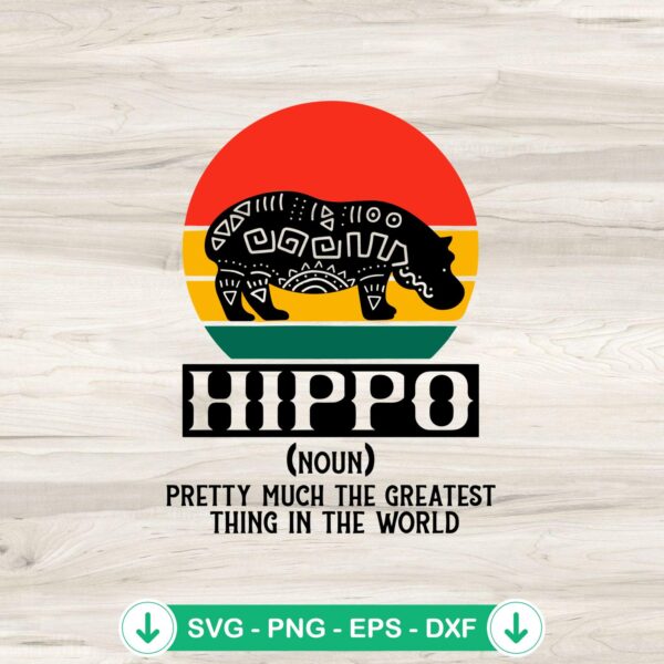 Vintage Hippopotamus Definition SVG file for Cricut and cutting machine