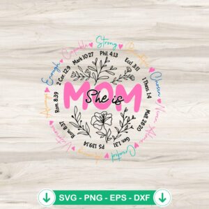 She Is Mom Blessed Wild Flower SVG file for Cricut cutting
