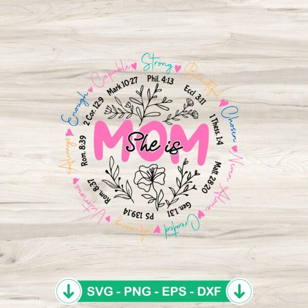 She Is Mom Blessed Wild Flower SVG file for Cricut cutting
