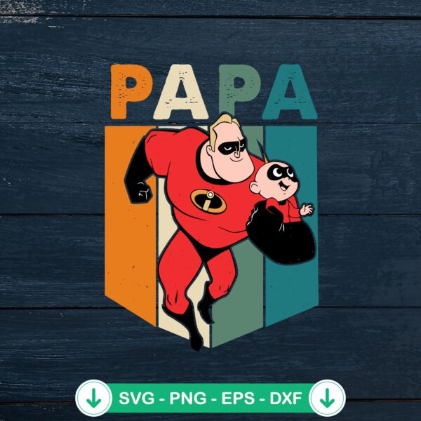 Vintage Incredible Papa and Son SVG file cutting file for Cricut