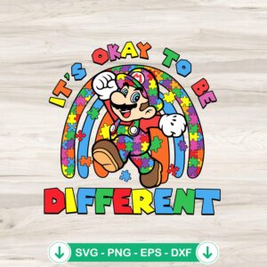 Super Mario Autism Awareness Rainbow SVG file for cutting machines