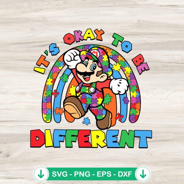 Super Mario Autism Awareness Rainbow SVG file for cutting machines