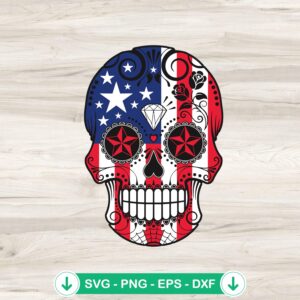American Flag Mexican Skull SVG cut file for Cricut