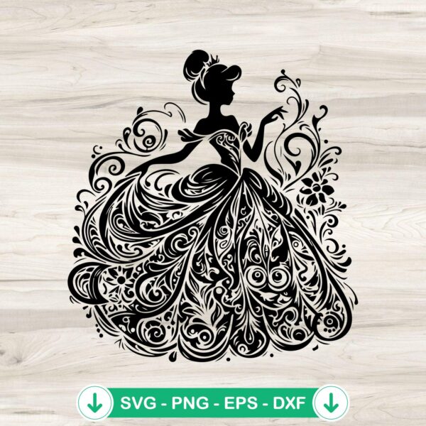 Cinderella SVG file, Disney Princess Mandala cutting file