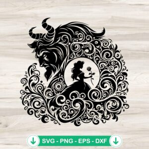 Beauty And The Beast Mandala SVG file for cricut cutting