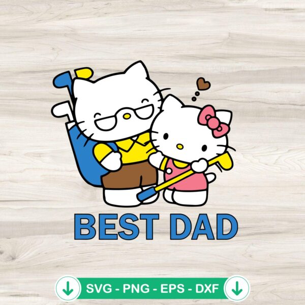Hello Kitty Best Dad SVG file for Cricut cutting machine