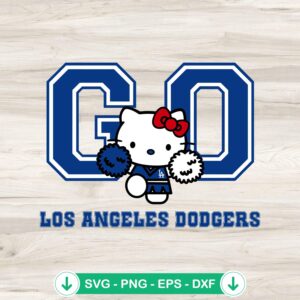 Hello Kitty Go Dodgers svg file design for baseball crafts