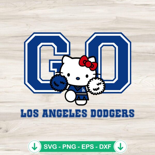 Hello Kitty Go Dodgers svg file design for baseball crafts