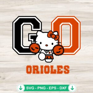 Hello Kitty Go Orioles Football SVG file, cricut svg cutting file