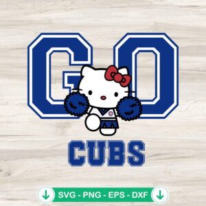 Hello Kitty Go Cubs SVG file for Cricut cutting machine