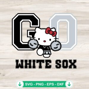 Hello Kitty Go White Sox svg file, cricut svg, cutting file