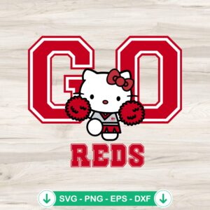 Hello Kitty Go Reds svg file for Cincinnati Reds cheerleader design