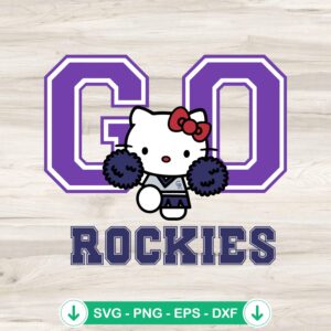 Hello Kitty Go Rockies baseball svg file, cricut svg, cutting file
