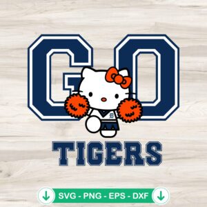 Cute Hello Kitty Go Tigers baseball SVG file for cutting machine