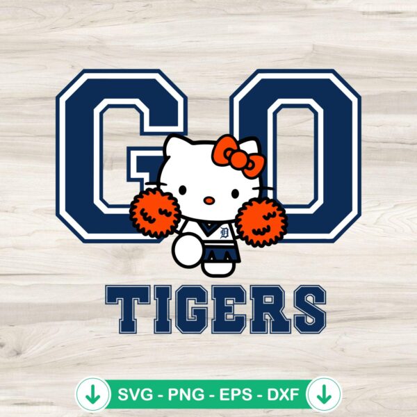 Cute Hello Kitty Go Tigers baseball SVG file for cutting machine