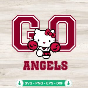 Cute Hello Kitty cheerleader svg file for Los Angeles Angels