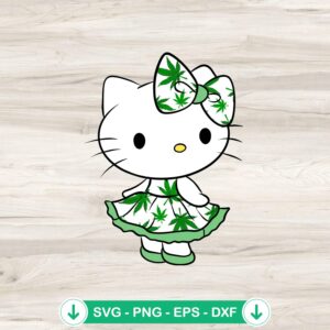 Funny Hello Kitty in Weed Leaf Suit SVG file for Cricut