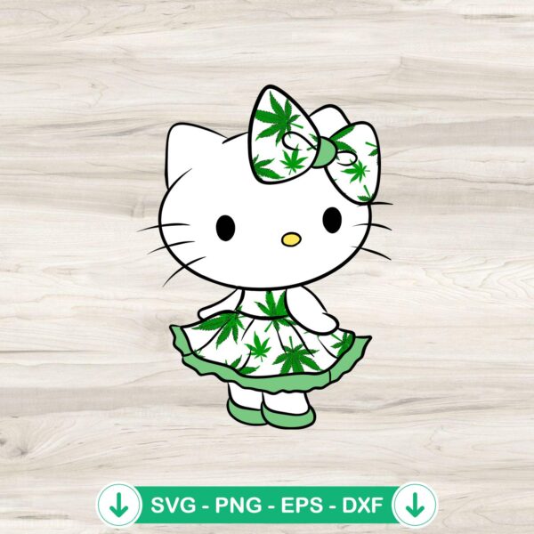 Funny Hello Kitty in Weed Leaf Suit SVG file for Cricut
