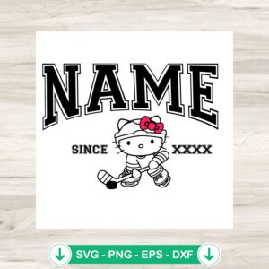 Hello Kitty Hockey custom team name SVG file for cutting
