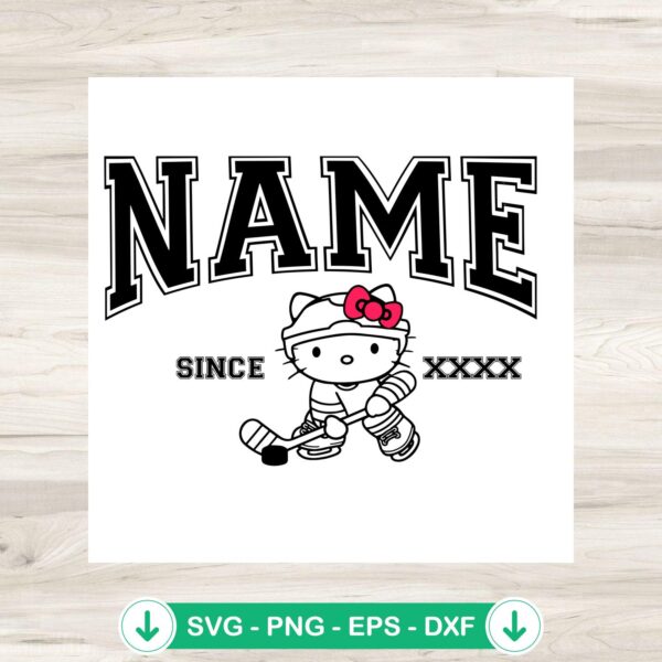 Hello Kitty Hockey custom team name SVG file for cutting