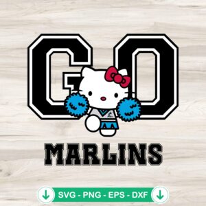 Hello Kitty Cheerleader Go Marlins SVG file for Cricut