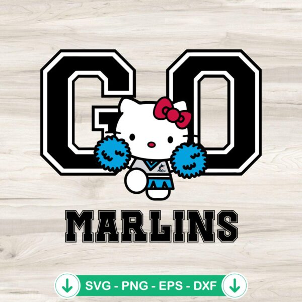 Hello Kitty Cheerleader Go Marlins SVG file for Cricut