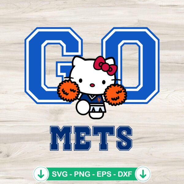 Hello Kitty NY Mets Baseball SVG file for cutting machine