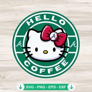 Hello Coffee Atlanta Braves SVG file, cricut svg, cutting file