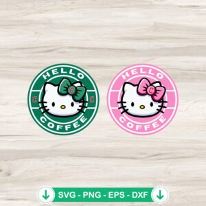 Hello Kitty Coffee Cleveland Guardians SVG file for cutting machine