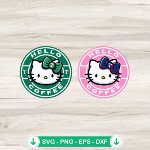 Hello Kitty Coffee SVG file for Cricut cutting machine