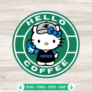 Hello Kitty Coffee logo SVG file for Panthers NFL, cricut svg, cutting file