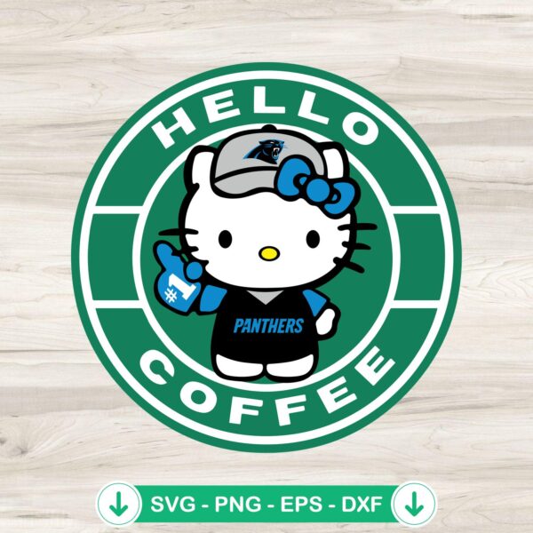 Hello Kitty Coffee logo SVG file for Panthers NFL, cricut svg, cutting file