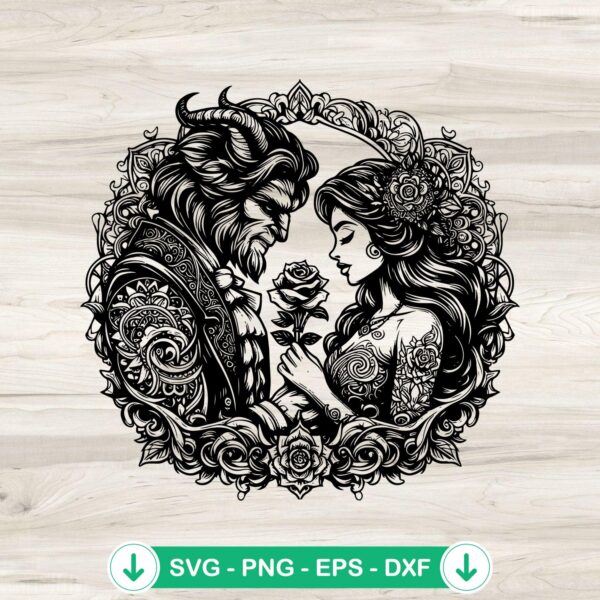 Mandala Beauty And The Beast SVG file for cricut svg cutting file