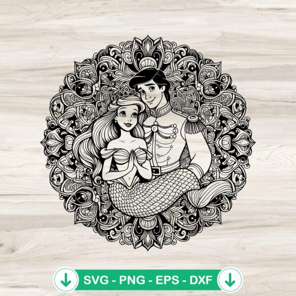 Ariel Princess Mandala SVG file for cutting machines