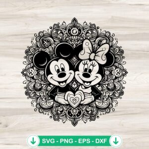 Mickey Minnie Mandala SVG file for Cricut cutting machine