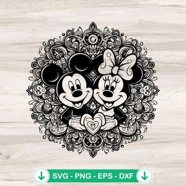 Mickey Minnie Mandala SVG file for Cricut cutting machine