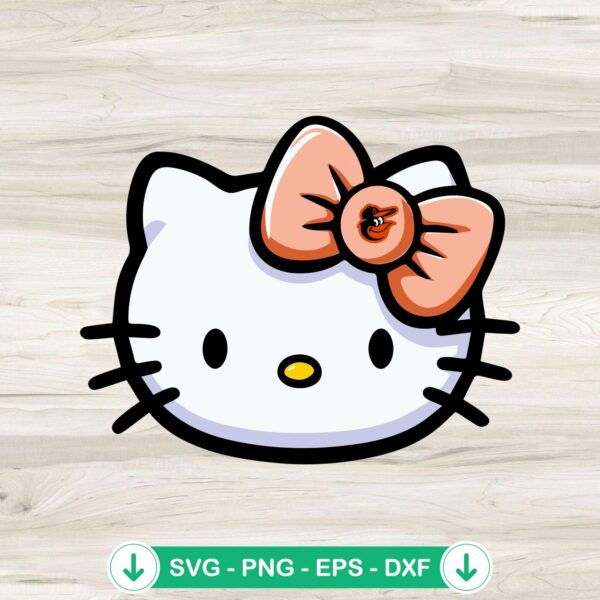 Hello Kitty Face Baltimore Orioles SVG file for Cricut cutting