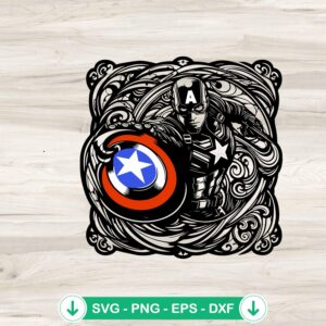 Mandala Captain America SVG file for cutting machines