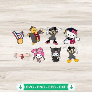 Hello Kitty Graduation Cap SVG file for Cricut and DIY crafts