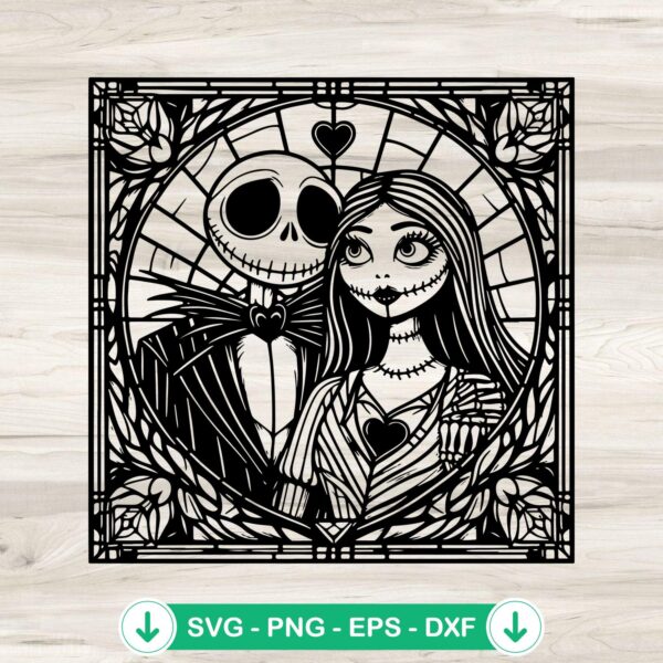 Mandala Jack and Sally Skellington couple svg file for cutting machine