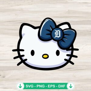 Hello Kitty Face Detroit Tigers baseball svg file for Cricut