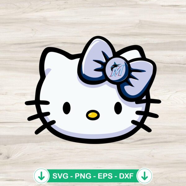 Hello Kitty Face Miami Marlins Baseball SVG file for Cricut