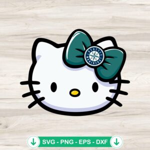 Hello Kitty Face Seattle Mariners baseball svg file for cricut