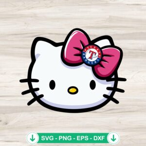 Hello Kitty Face Texas Rangers Baseball SVG file for cutting