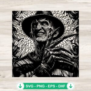 Mandala Freddy Krueger cutting file, horror characters svg file