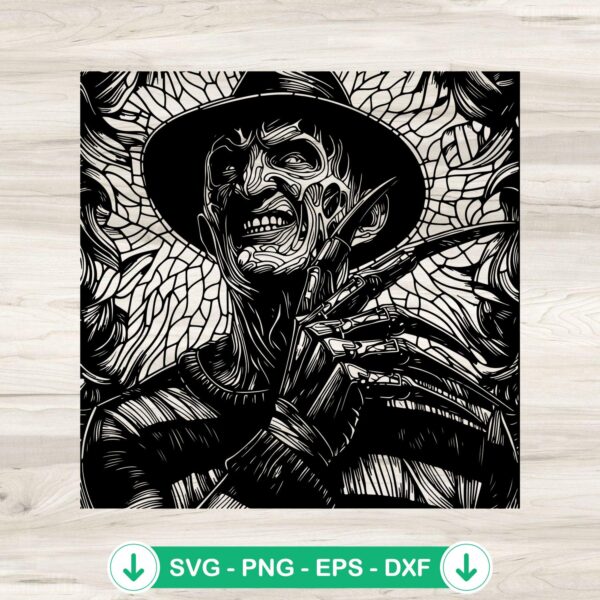 Mandala Freddy Krueger cutting file, horror characters svg file