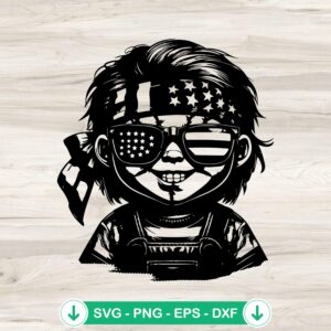 Chucky Horror American Flag Sunglasses SVG file for cutting machine