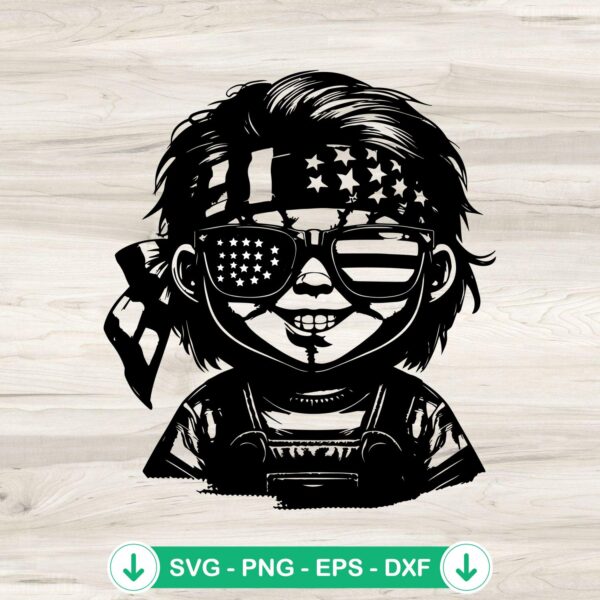 Chucky Horror American Flag Sunglasses SVG file for cutting machine