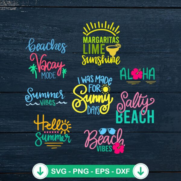 Hello Summer SVG Bundle - Salty Beach Cricut cut file